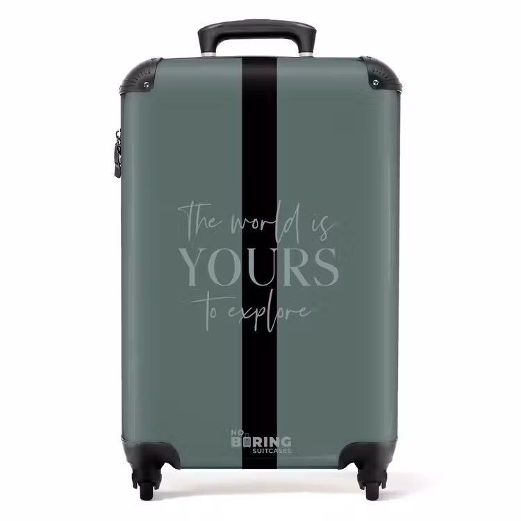 Koffer - Grüner Hintergrund mit Text The world is yours to explore — 1