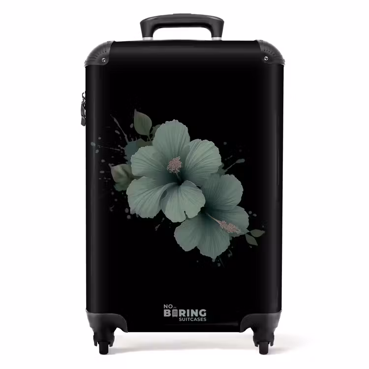 Koffer - Schwarzer Hintergrund mit grüner Hibiskusblüte — 1