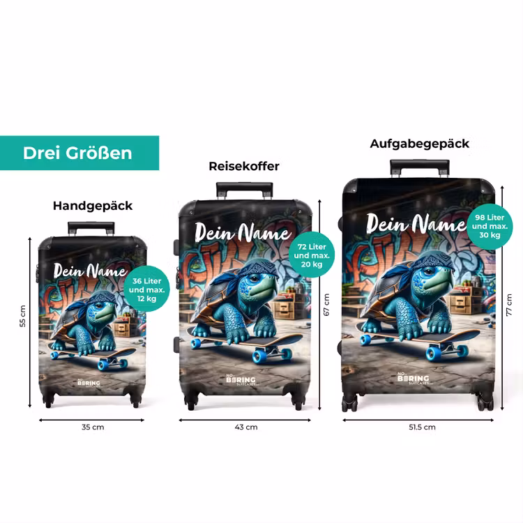 Koffer mit Name - Skater-Schildkröte — 3