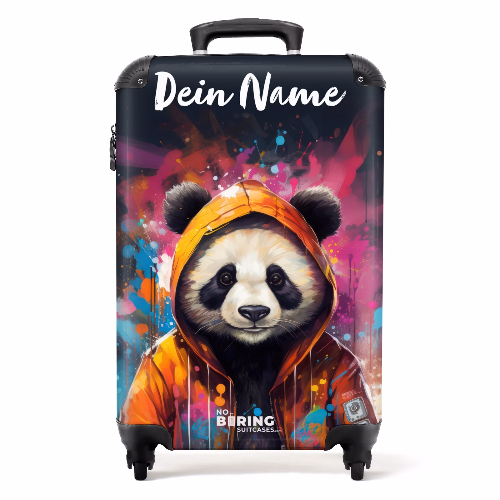 Koffer mit Name - Panda mit orangefarbenem Fell und Farbspritzern — 1
