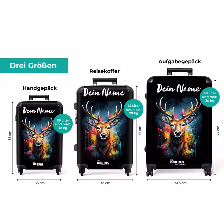 Koffer mit Name - Hirsch mit Geweih zwischen Graffiti-Spray — 3