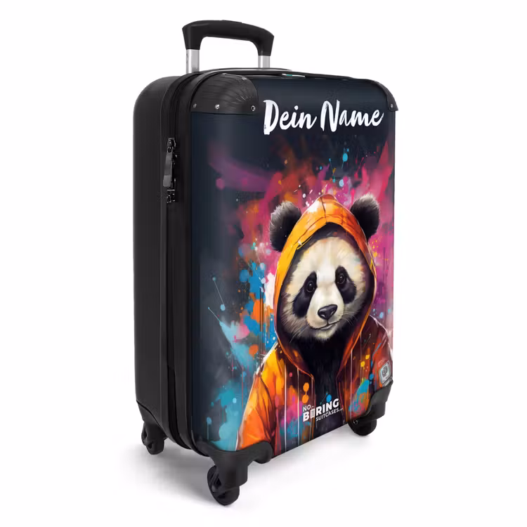 Koffer mit Name - Panda mit orangefarbenem Fell und Farbspritzern — 2