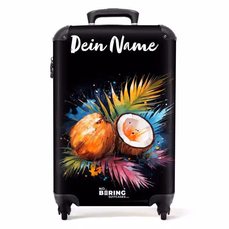 Koffer mit Name - Street Art mit Kokosnüssen und bunten Blättern — 1