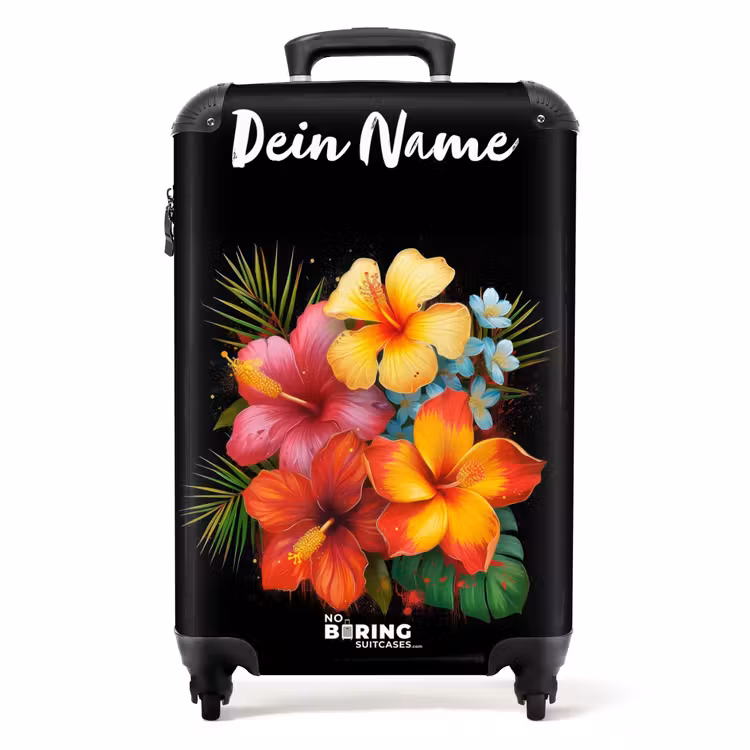 Koffer mit Name - Tropische Blumen im Street-Art-Stil — 1