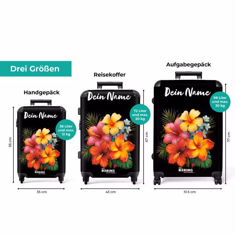 Koffer mit Name - Tropische Blumen im Street-Art-Stil — 3
