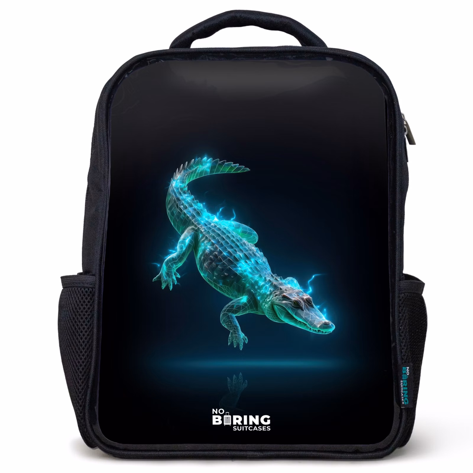 Kinderrucksack - Schwarz - Cyber-Krokodil in Action-Haltung — 1