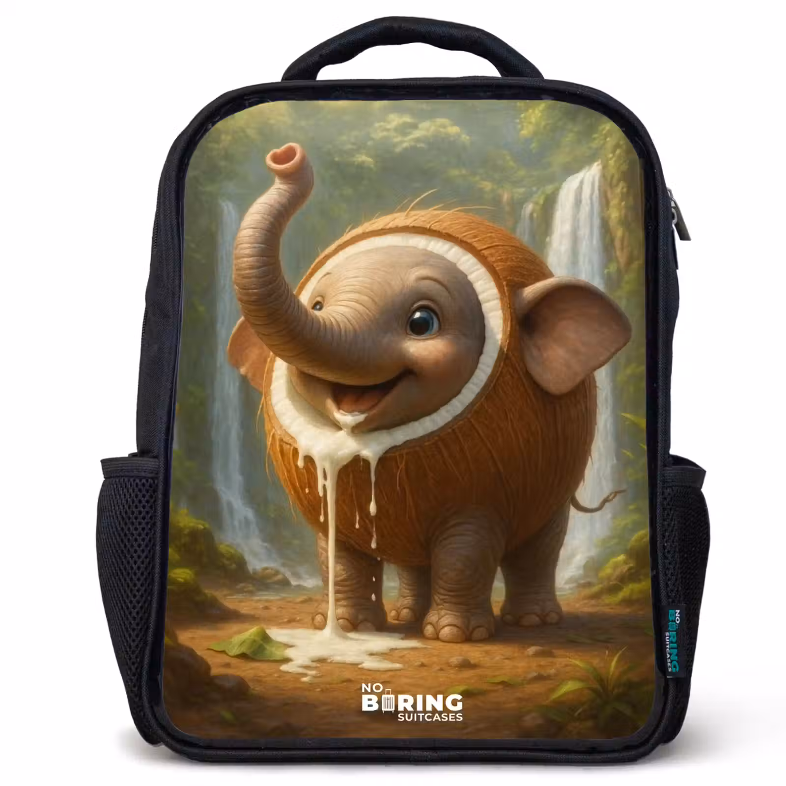 Kinderrucksack - Schwarz - Kokosnuss Elefant — 1
