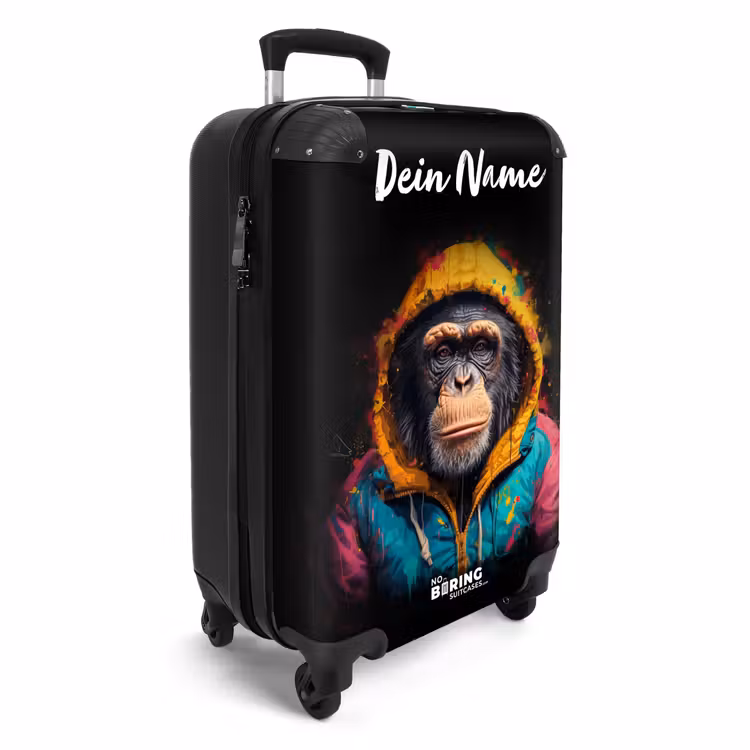 Koffer mit Name - Affe mit bunter Weste — 2