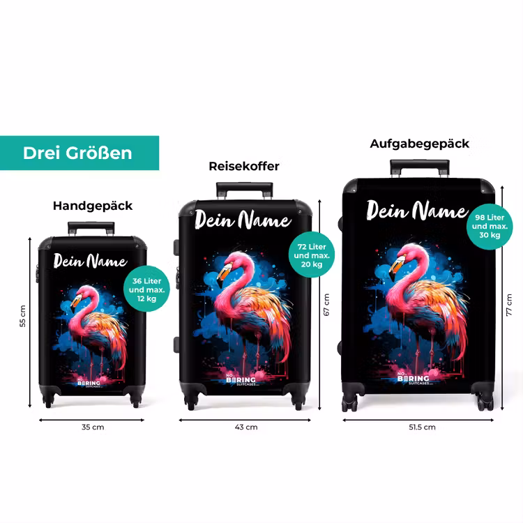 Koffer mit Name - Bunter Flamingo für eine Farbexplosion — 3