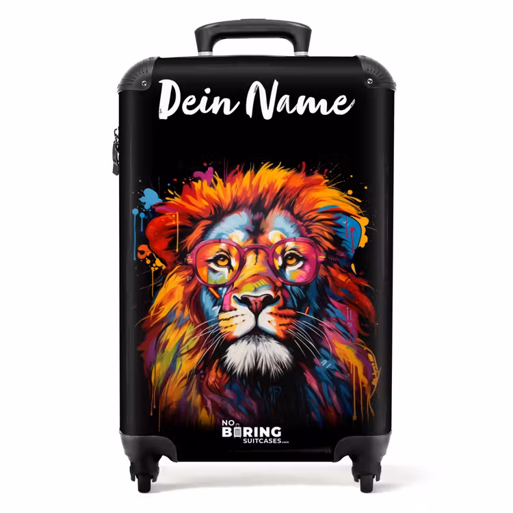Koffer mit Name - Bunter Löwe im Graffiti-Stil — 1