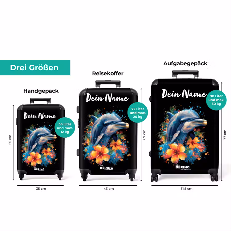 Koffer mit Name - Delphin inmitten von Graffiti-Blumen — 3
