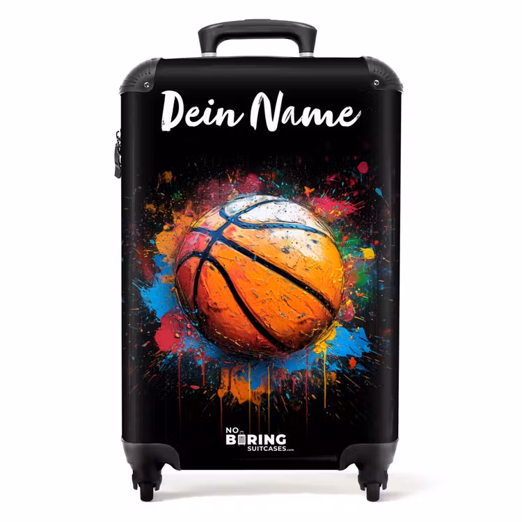 Koffer mit Name - Orangefarbener Basketball inmitten von Farbspritzern — 1