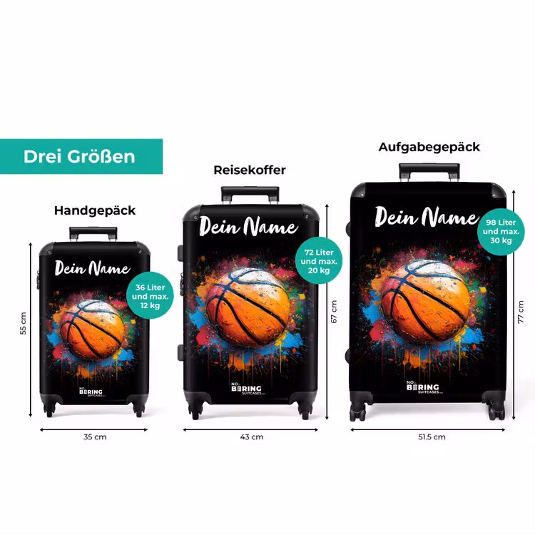 Koffer mit Name - Orangefarbener Basketball inmitten von Farbspritzern — 3