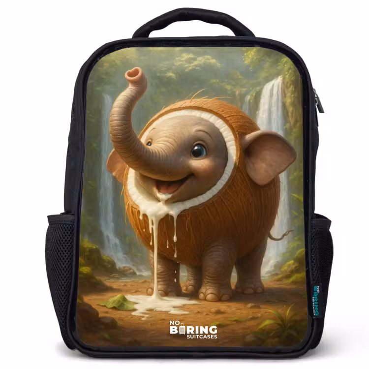 Kinderrucksack - Schwarz - Kokosnuss Elefant — 1