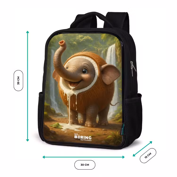 Kinderrucksack - Schwarz - Kokosnuss Elefant — 6
