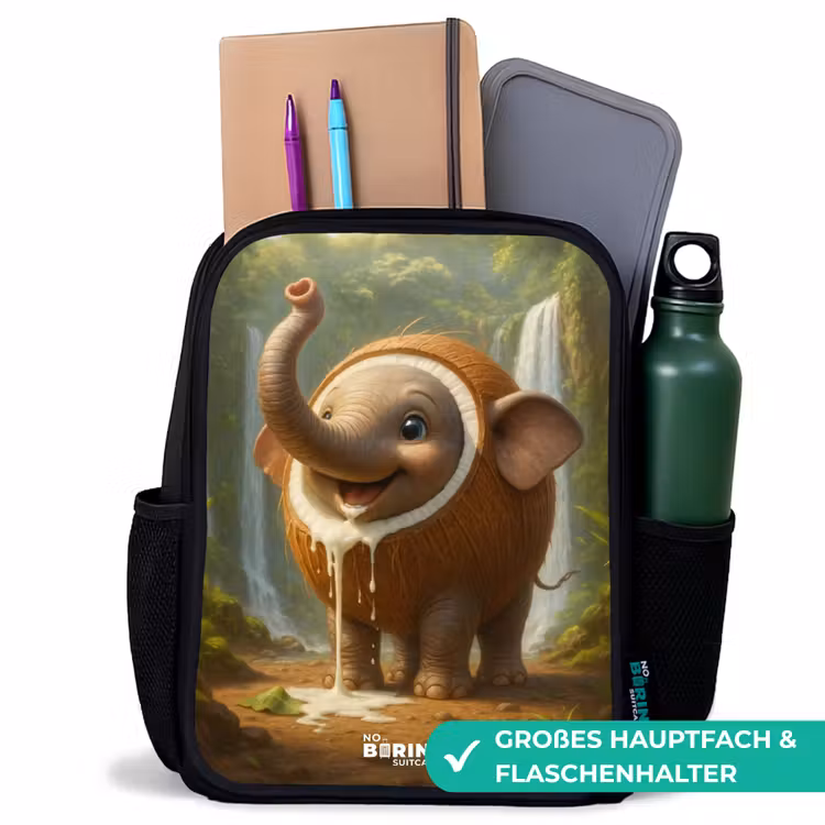 Kinderrucksack - Schwarz - Kokosnuss Elefant — 8
