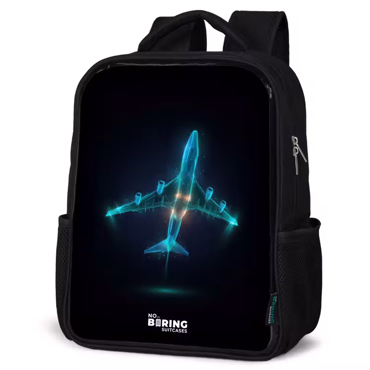 Kinderrucksack - Schwarz - Leuchtendes Flugzeug — 4