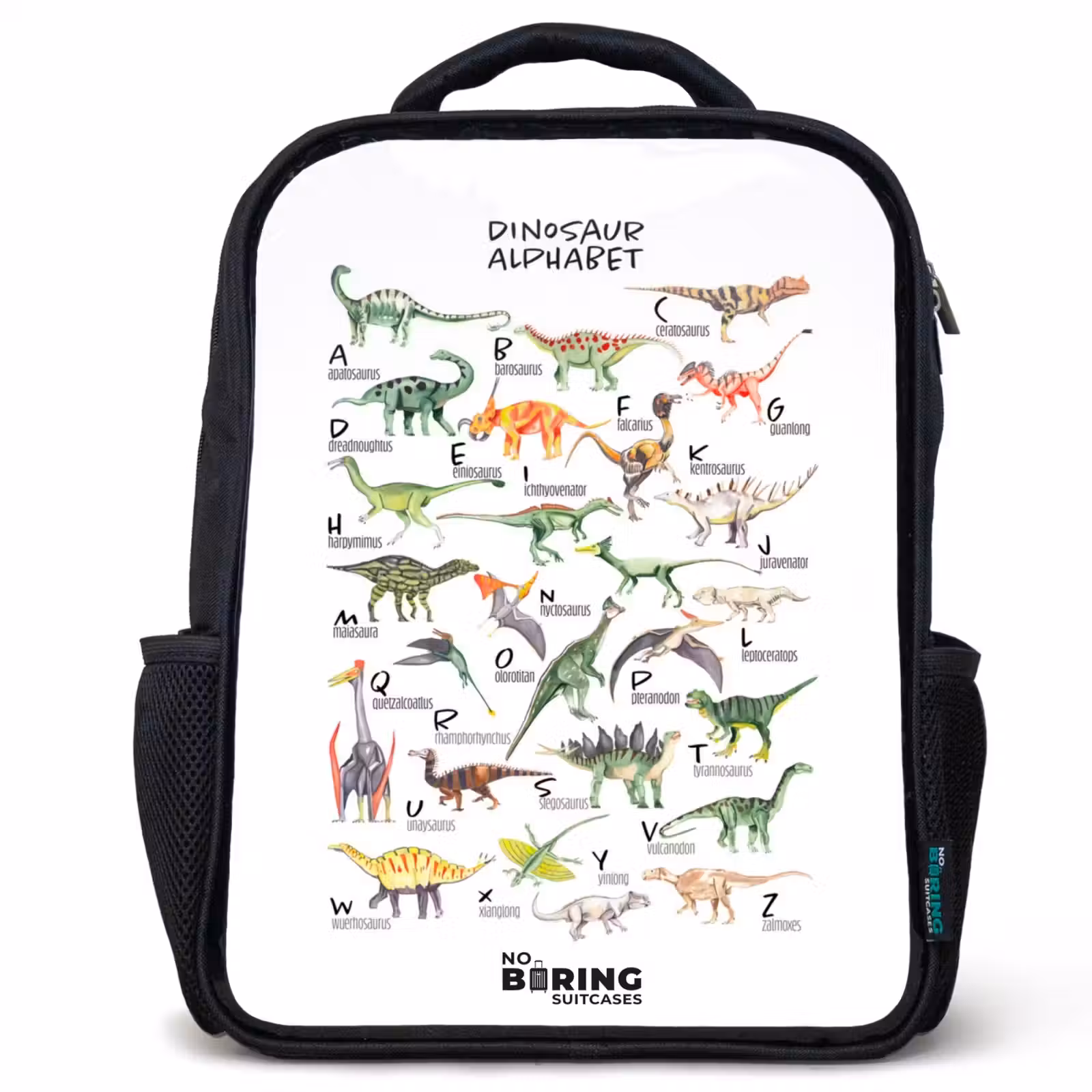 Kinderrucksack - Schwarz - Alphabet der Dinosaurier — 1