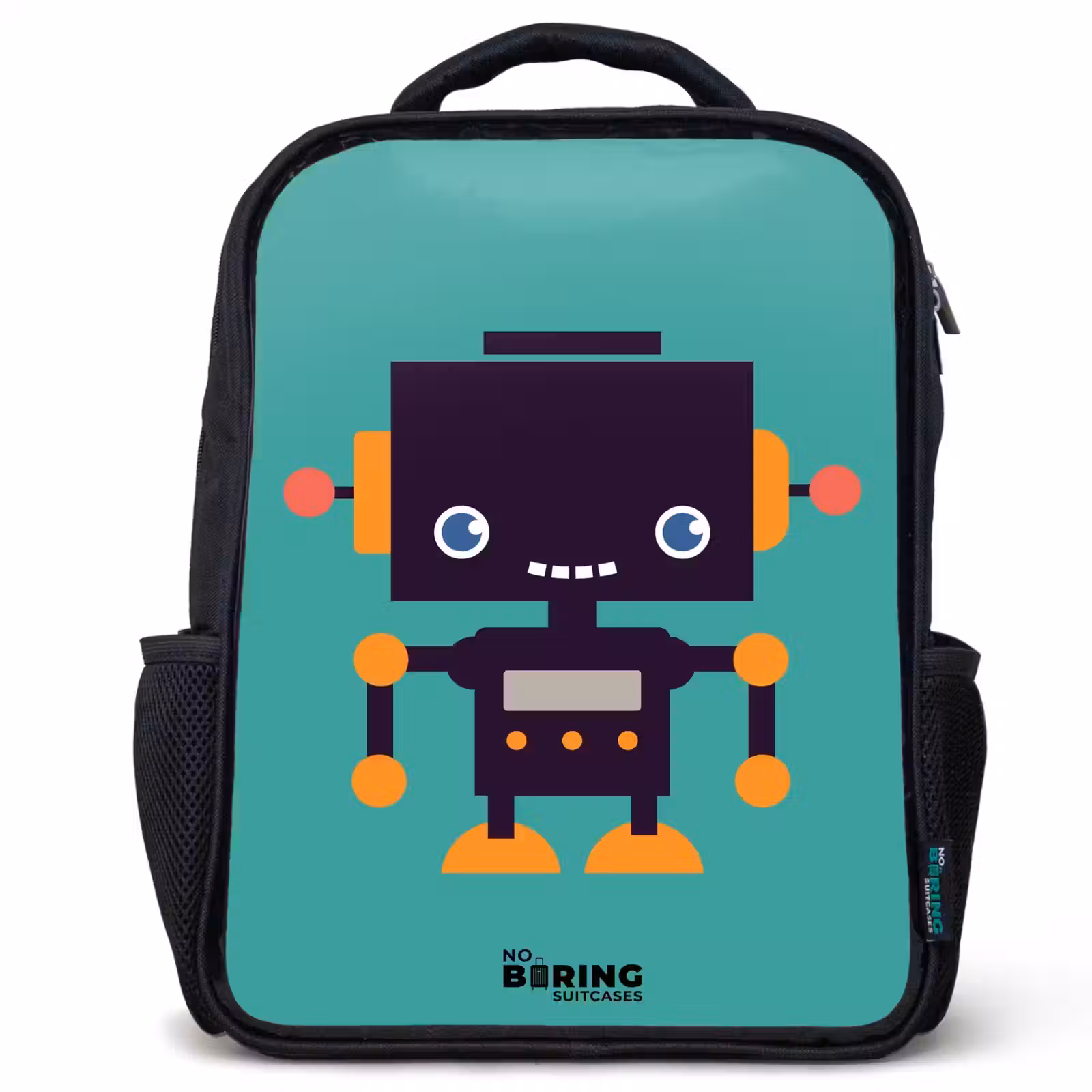 Kinderrucksack - Schwarz - Grüner Roboter — 1