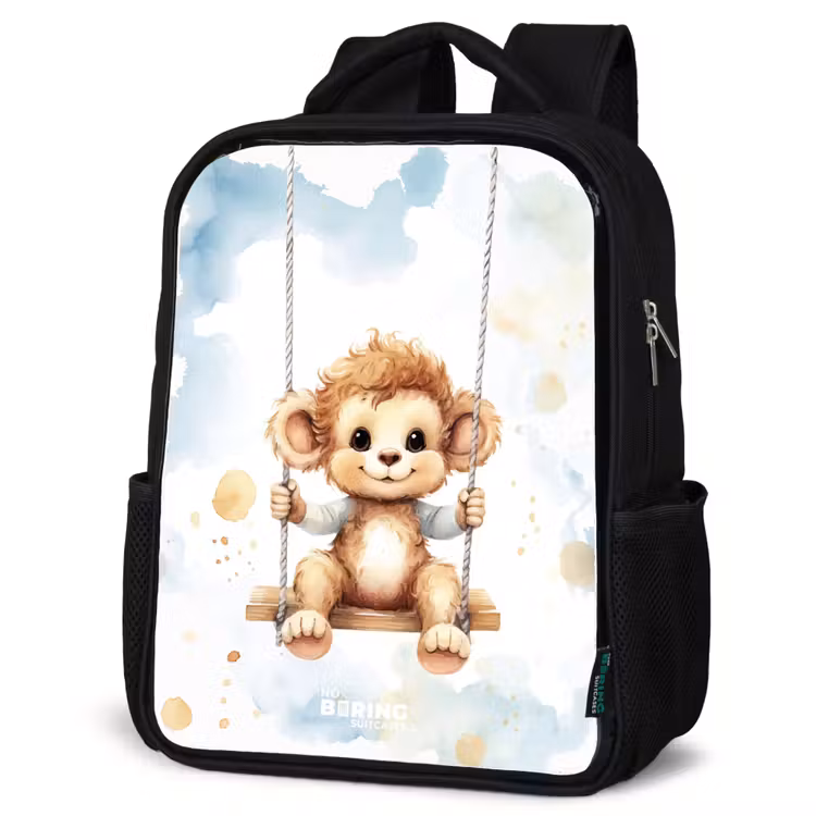 Kinderrucksack - Schwarz - Aquarell schaukelnder Affe — 4