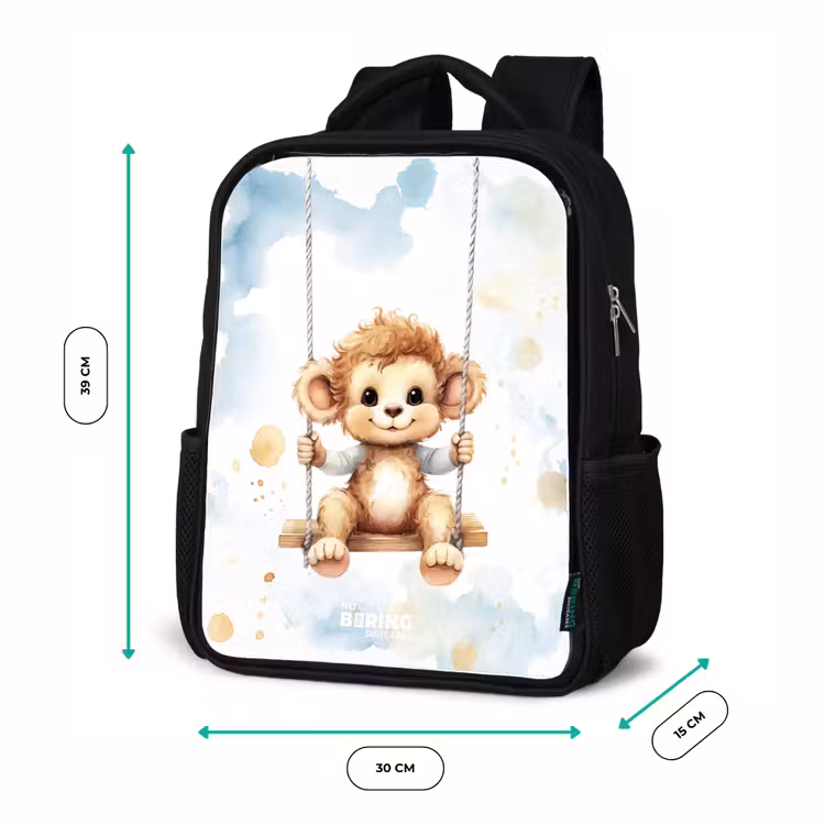 Kinderrucksack - Schwarz - Aquarell schaukelnder Affe — 6