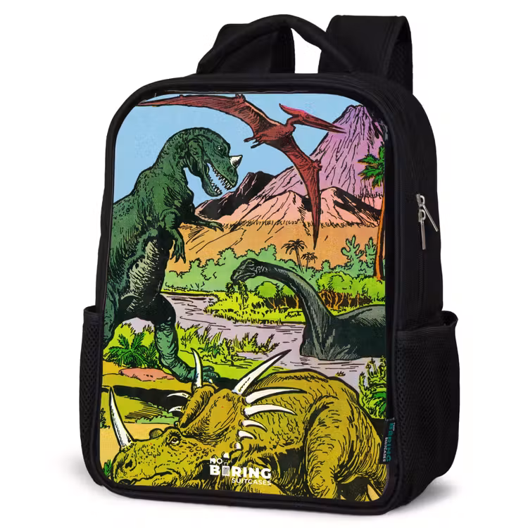 Kinderrucksack - Schwarz - Dinosaurier an einem Vulkan — 4