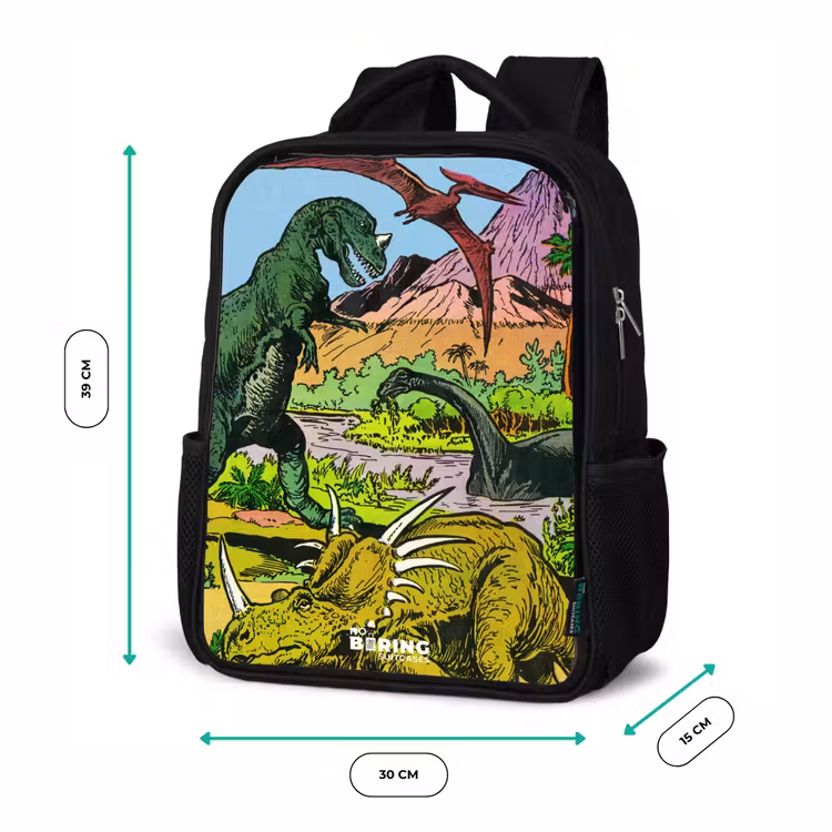 Kinderrucksack - Schwarz - Dinosaurier an einem Vulkan — 6
