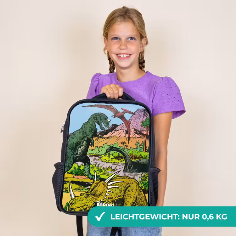 Kinderrucksack - Schwarz - Dinosaurier an einem Vulkan — 7
