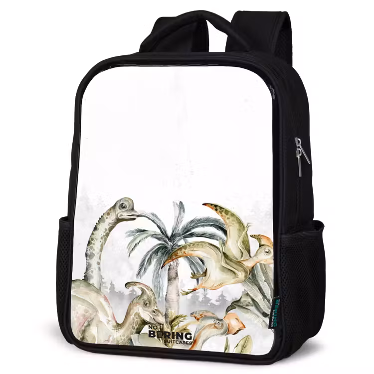 Kinderrucksack - Schwarz - Dinosaurier in einer zerklüfteten Landschaft — 4