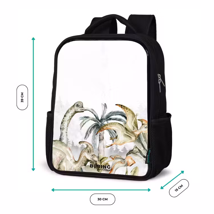Kinderrucksack - Schwarz - Dinosaurier in einer zerklüfteten Landschaft — 6