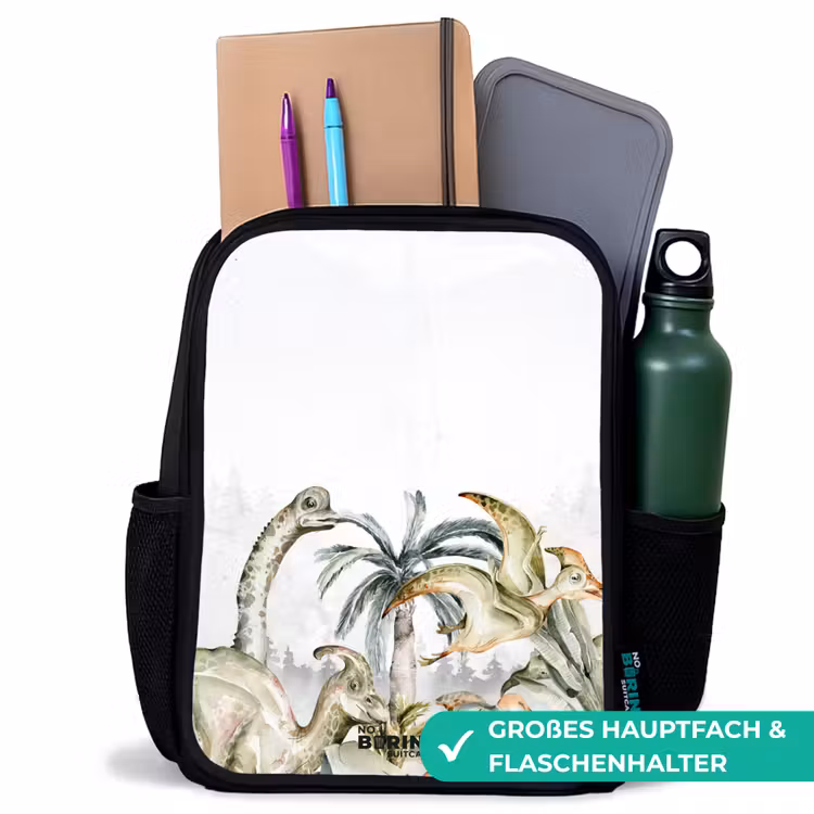 Kinderrucksack - Schwarz - Dinosaurier in einer zerklüfteten Landschaft — 8