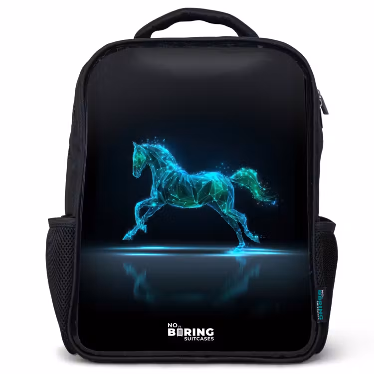 Kinderrucksack - Schwarz - Futuristisches galoppierendes Pferd — 1