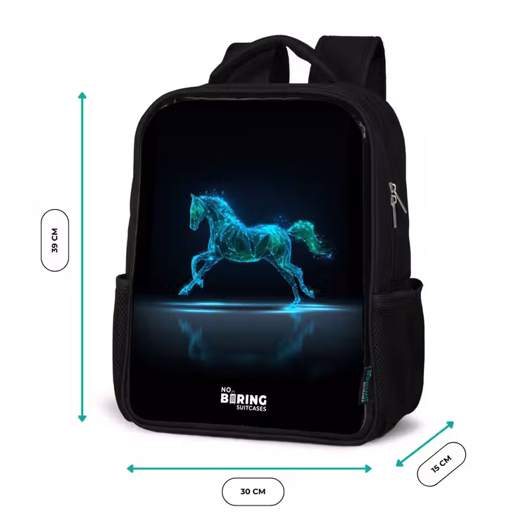 Kinderrucksack - Schwarz - Futuristisches galoppierendes Pferd — 6