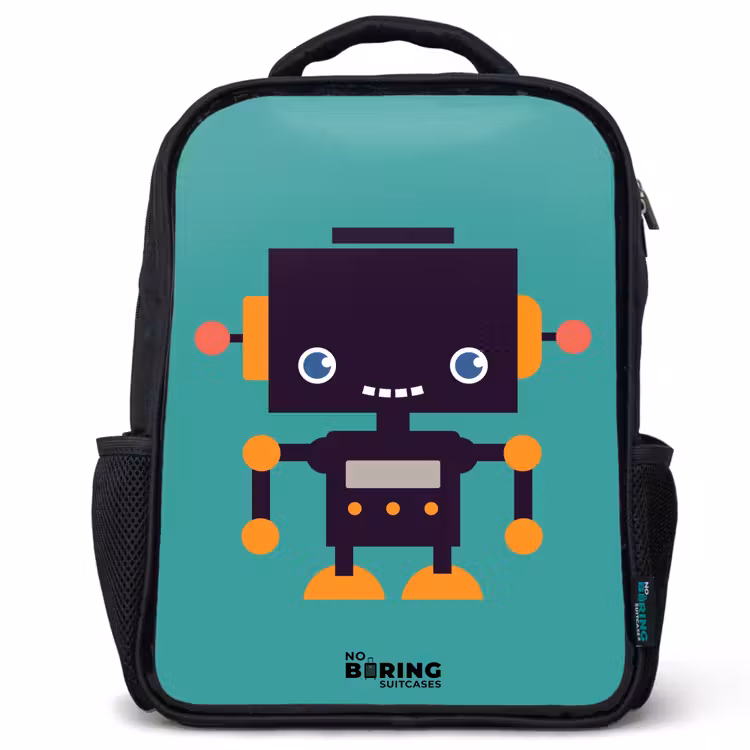 Kinderrucksack - Schwarz - Grüner Roboter — 1