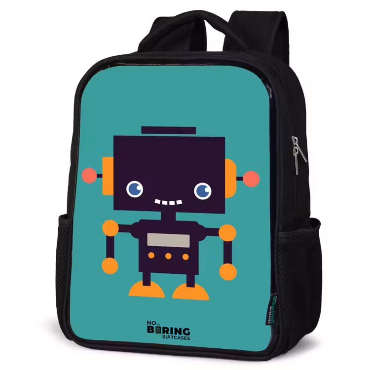 Kinderrucksack - Schwarz - Grüner Roboter — 4