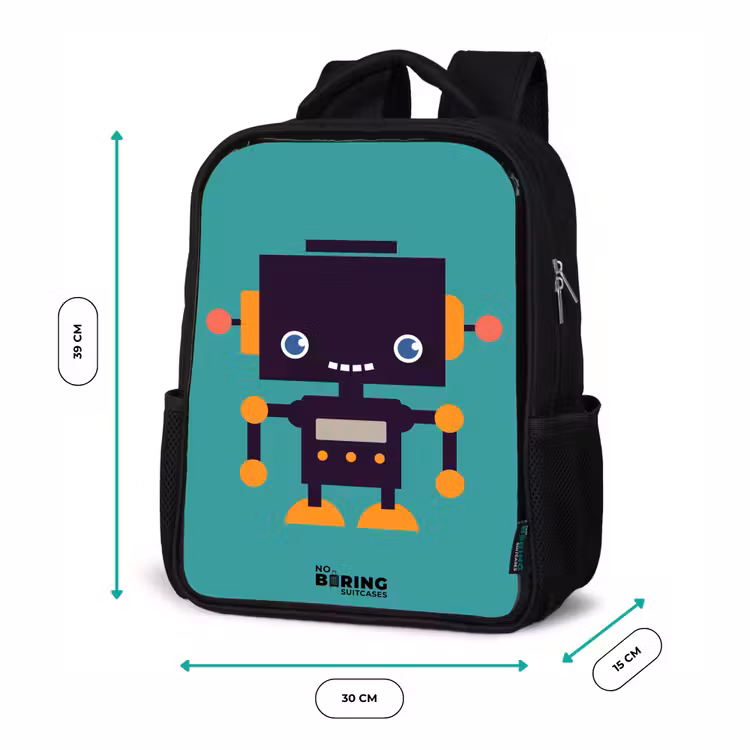 Kinderrucksack - Schwarz - Grüner Roboter — 6