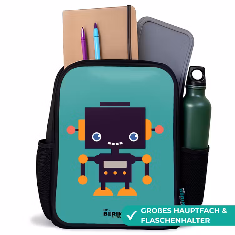Kinderrucksack - Schwarz - Grüner Roboter — 8