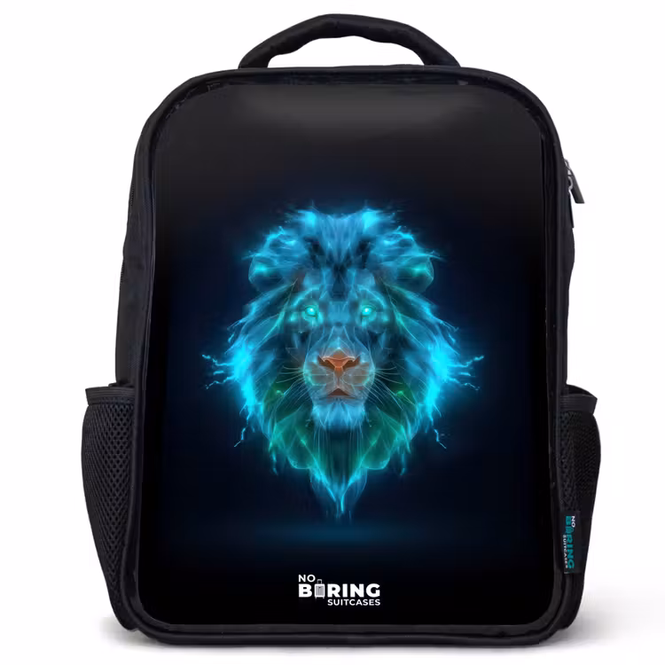 Kinderrucksack - Schwarz - Leuchtender Löwe — 1