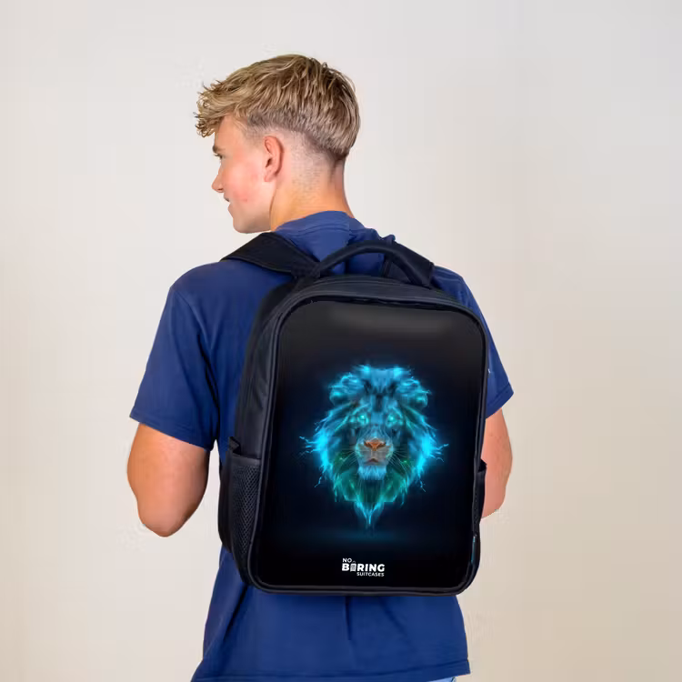 Kinderrucksack - Schwarz - Leuchtender Löwe — 3