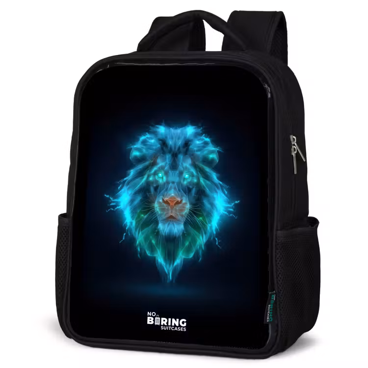 Kinderrucksack - Schwarz - Leuchtender Löwe — 4