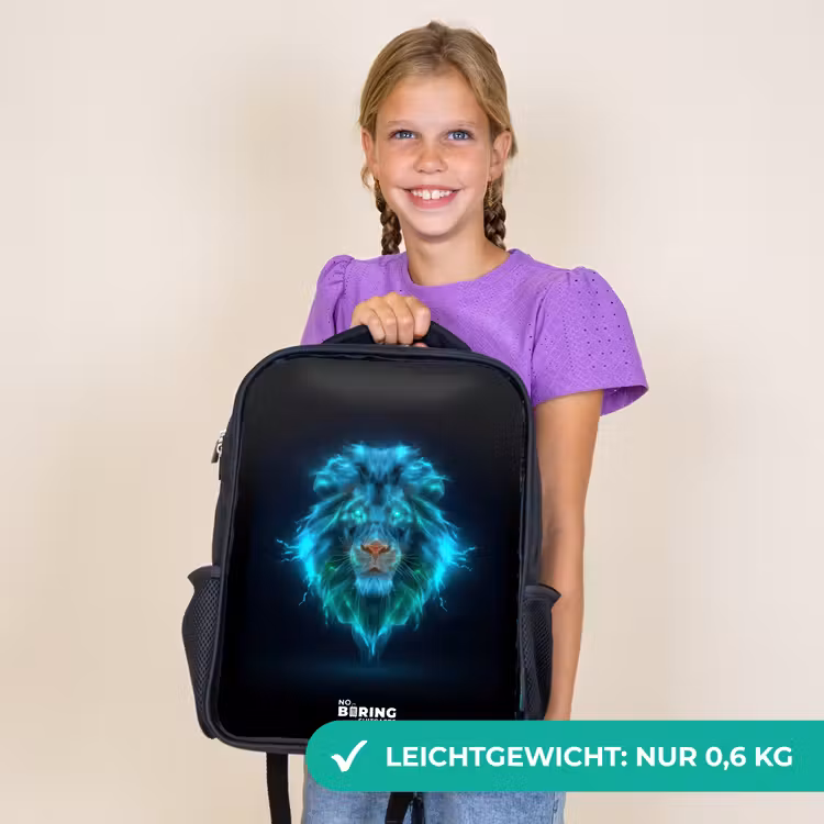 Kinderrucksack - Schwarz - Leuchtender Löwe — 7