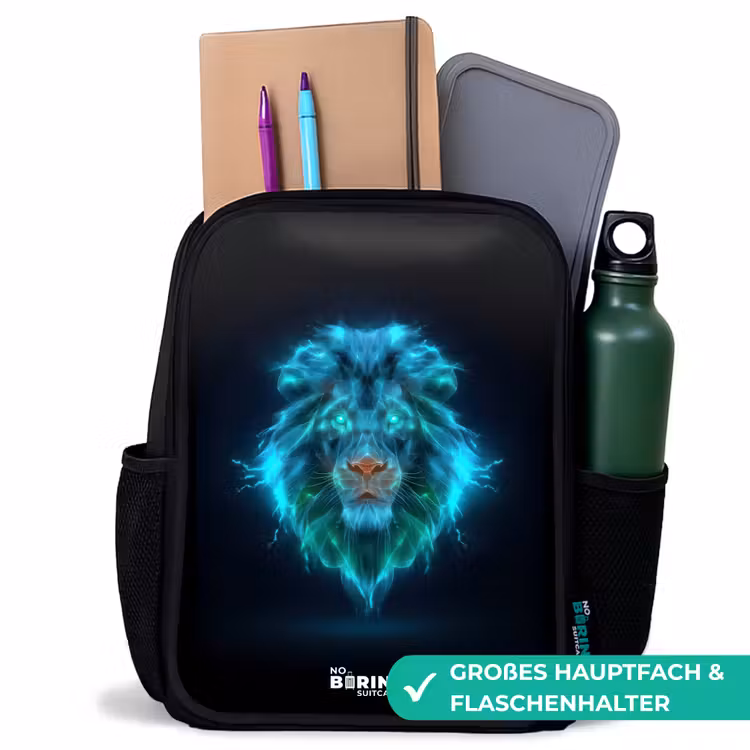 Kinderrucksack - Schwarz - Leuchtender Löwe — 8