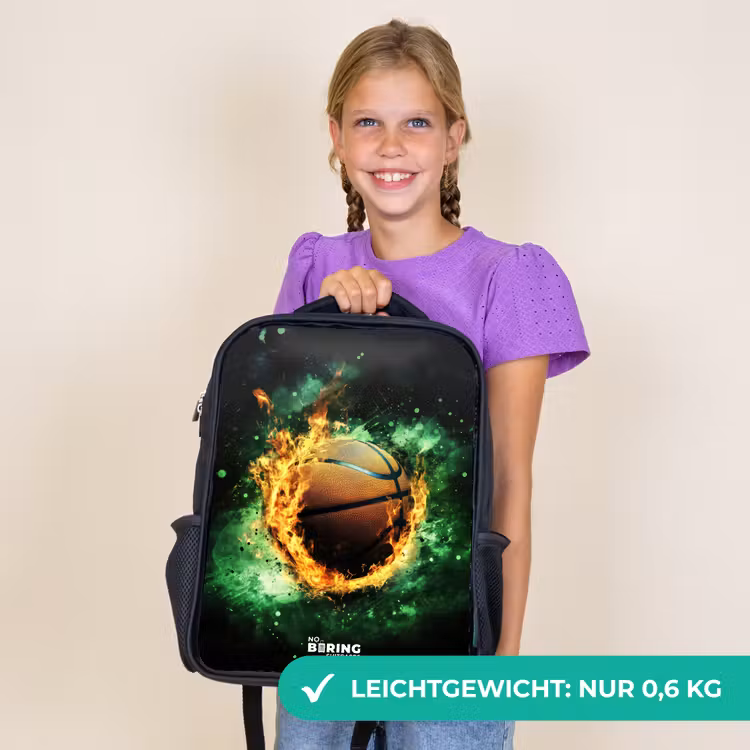 Kinderrucksack - Schwarz - Basketball in Flammen und explosiver Energie — 7