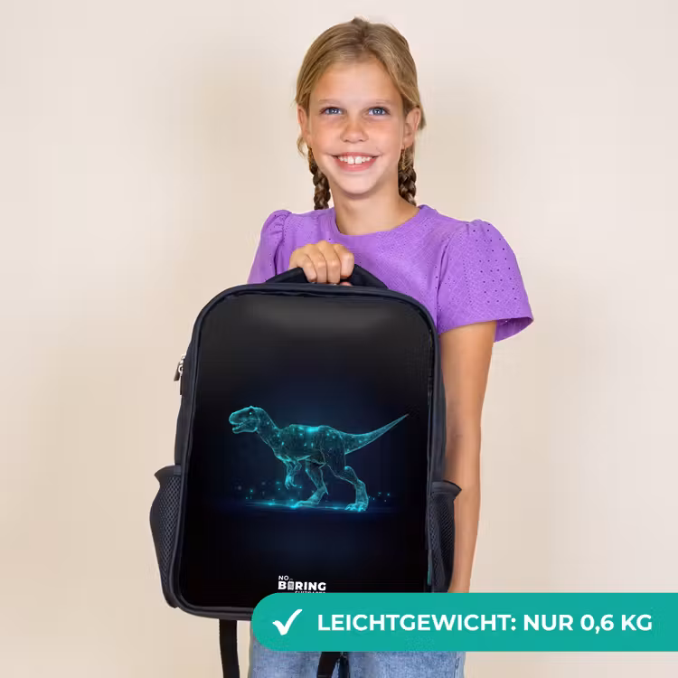 Kinderrucksack - Schwarz - Digitaler T-Rex im blauen Lichtfeld — 7