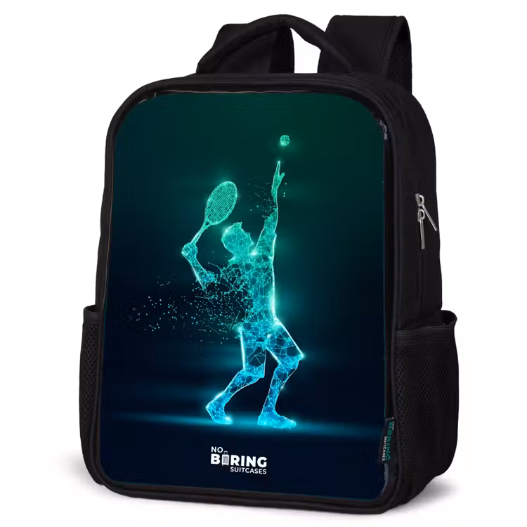 Kinderrucksack - Schwarz - Digitaler Tennisspieler im futuristischen Stil — 4