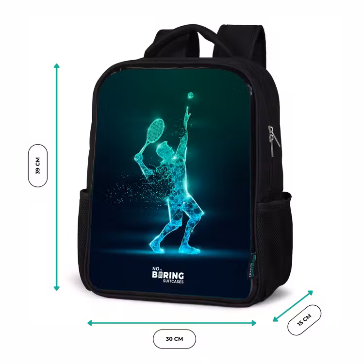 Kinderrucksack - Schwarz - Digitaler Tennisspieler im futuristischen Stil — 6