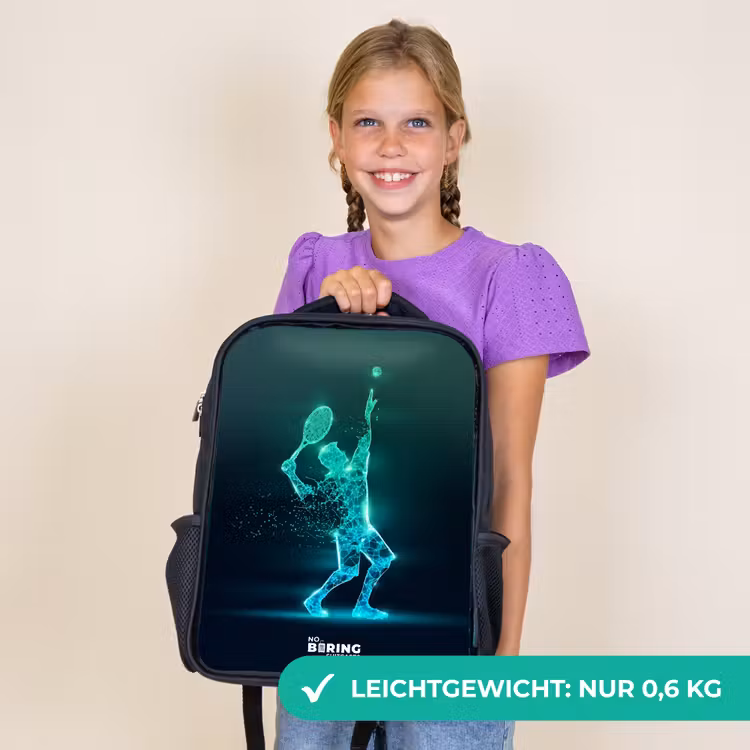 Kinderrucksack - Schwarz - Digitaler Tennisspieler im futuristischen Stil — 7