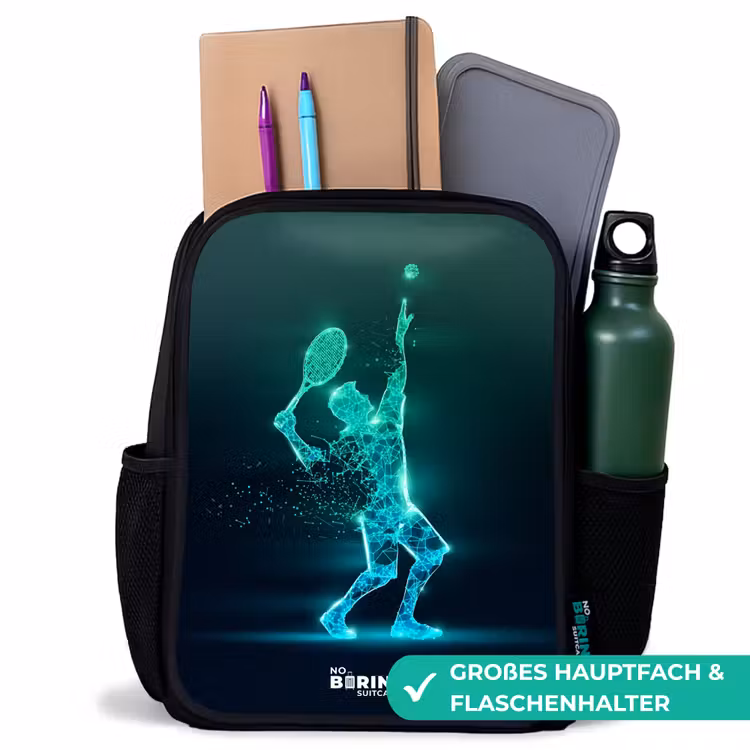 Kinderrucksack - Schwarz - Digitaler Tennisspieler im futuristischen Stil — 8