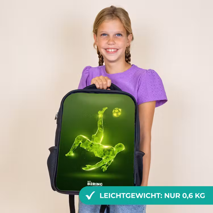 Kinderrucksack - Schwarz - Grünes Neon-Omelett in Aktion — 7