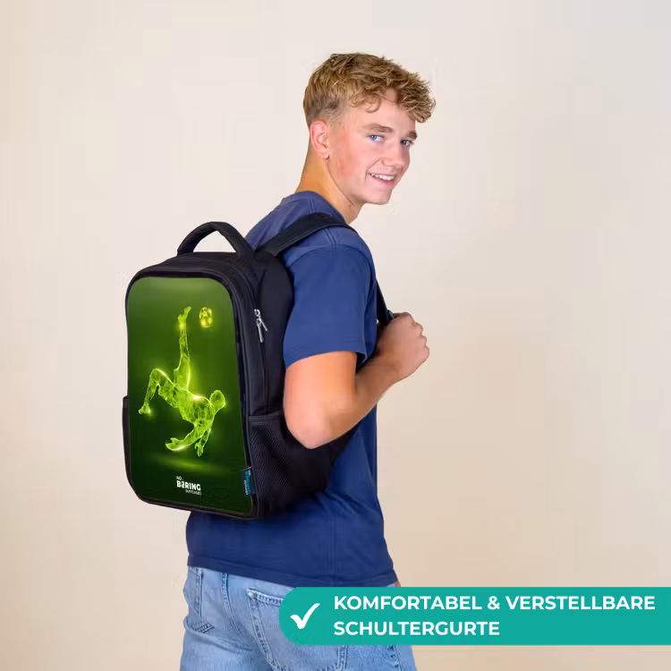Kinderrucksack - Schwarz - Grünes Neon-Omelett in Aktion — 9